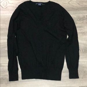 Black Ralph Lauren Gold V- Neck Sweater
